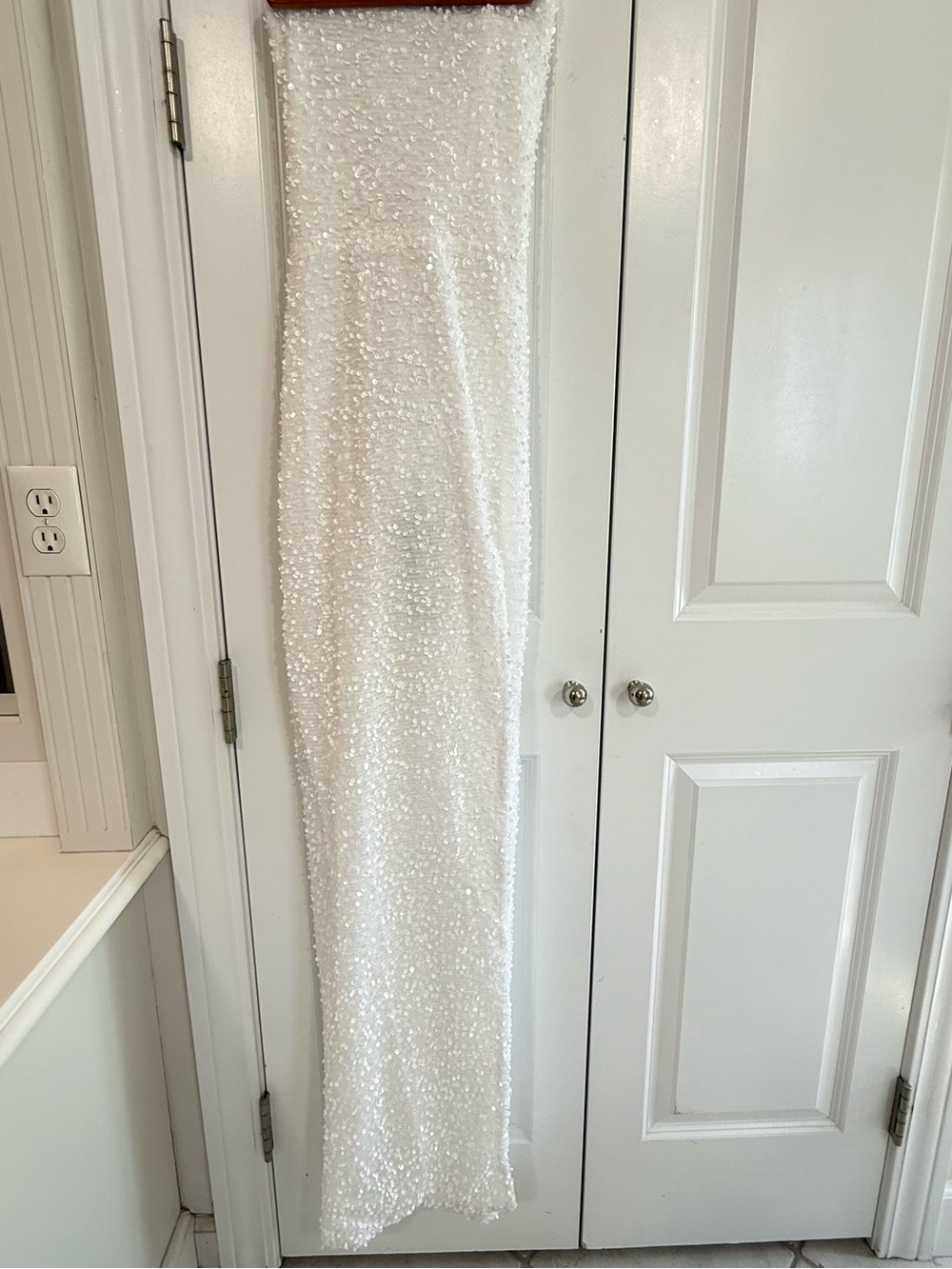 Fashion Nova White Sequin Maxi Dress
